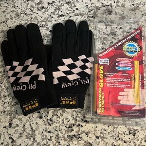 Pit Crew Gear black and white checkered gloves